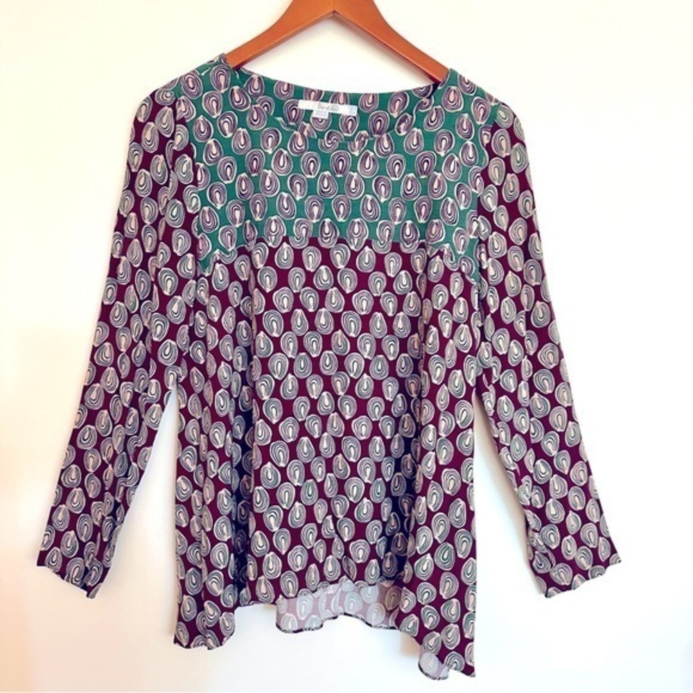 Boden Green and Brown Circle Patten Women’s Top Size 6R